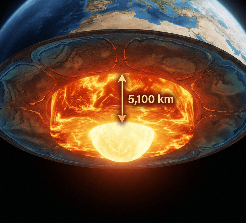 Earth's Iron Core Depth (5,100 km)